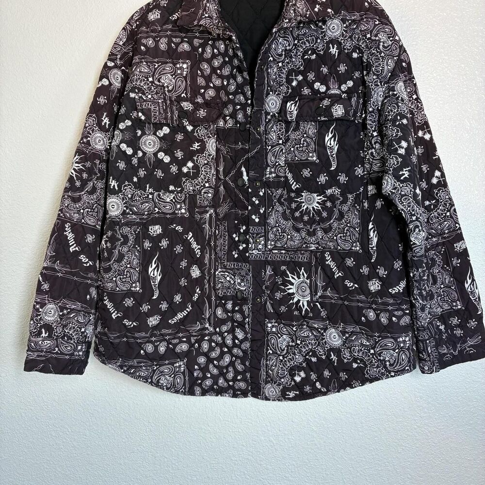Hot Wheels Jacket Forever 21 Mens Medium Black Quilted Bandana Shacket Paisley
